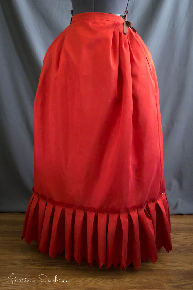 V146: Red 18th Century Petticoat with Vandyked Hem