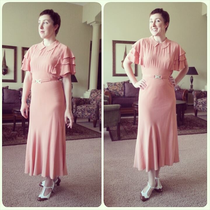 1930s Pink Easter Dress and Vintage Underpinnings