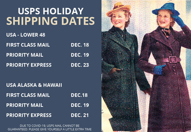 2020 Holiday Shipping Dates