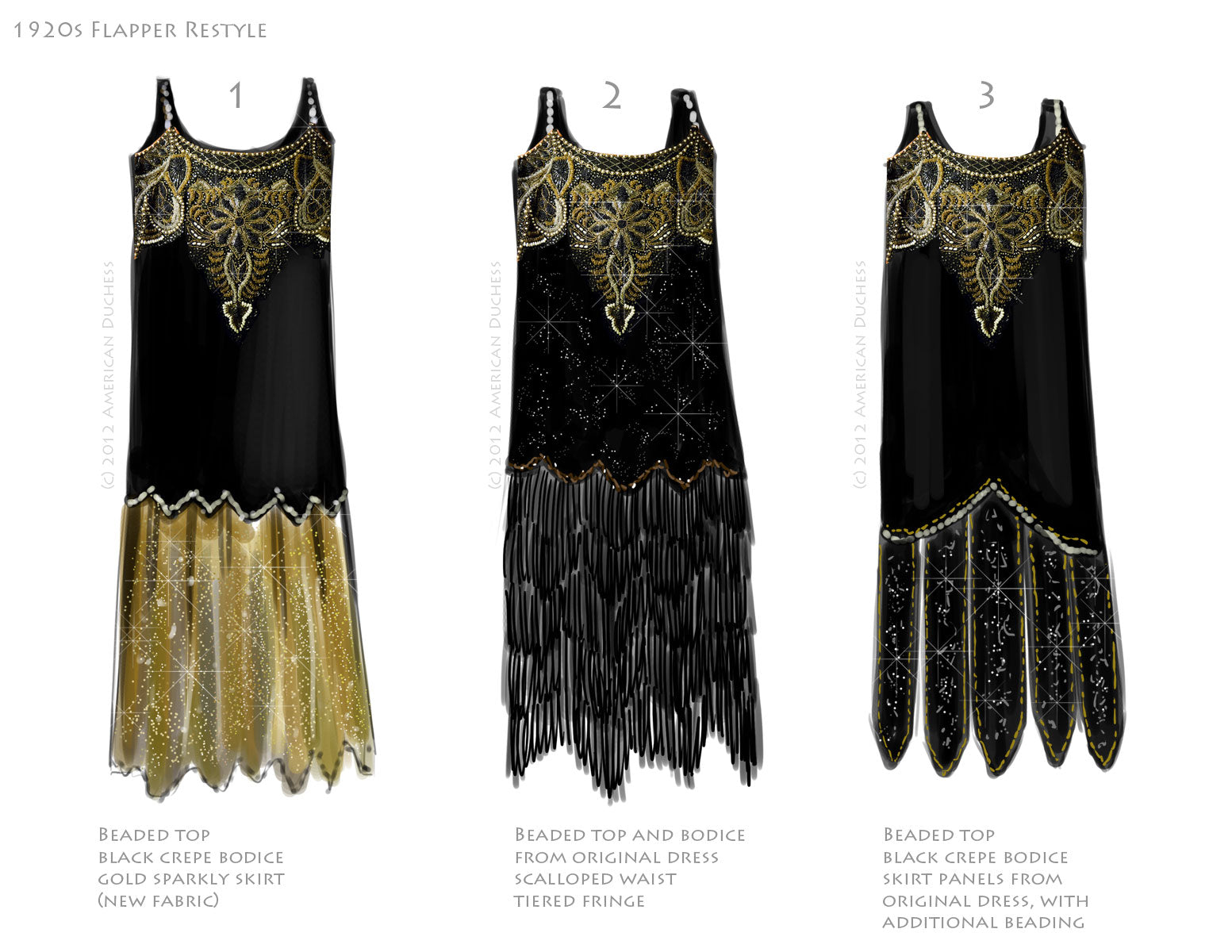 V39: 1920s Beaded Flapper Dress Design