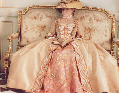 Costume Analytics: Marquise de Merteuil's Peach Robe à La Française, from "Dangerous Liaisons"