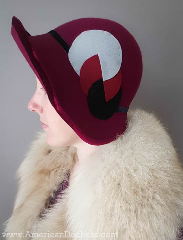 A "Miss Fisher" 1920s Burgundy Cloche Hat