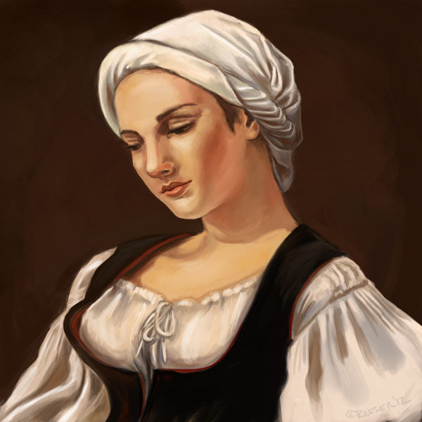 V125: Costume Painting, Week 4, Tudor Peasant Girl