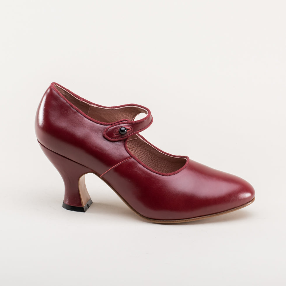 Anna May Women's 1920s Mary Jane High Heels (Oxblood) – American Duchess