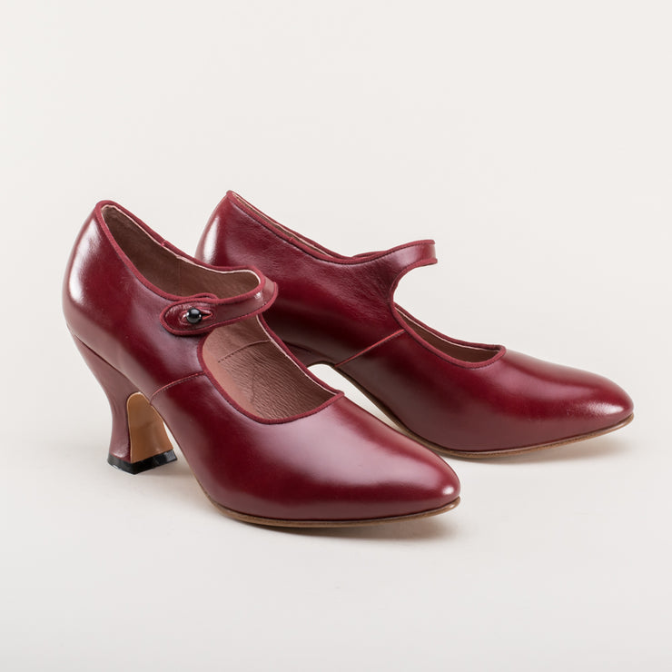 Anna May Women's 1920s Mary Jane High Heels (Oxblood) – American Duchess