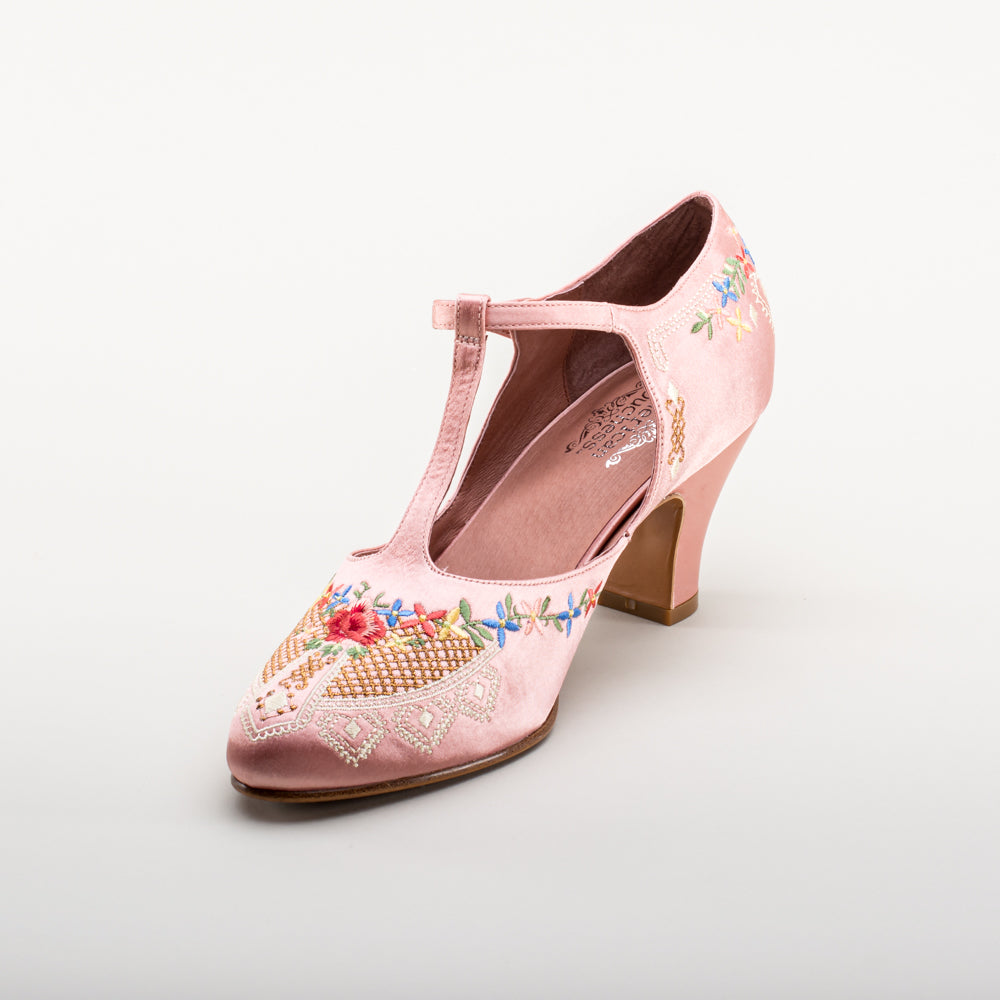 Buy Pink Embellished Floral Fantasy Embroidered Strap Wedges by Schon  Zapato Online at Aza Fashions.