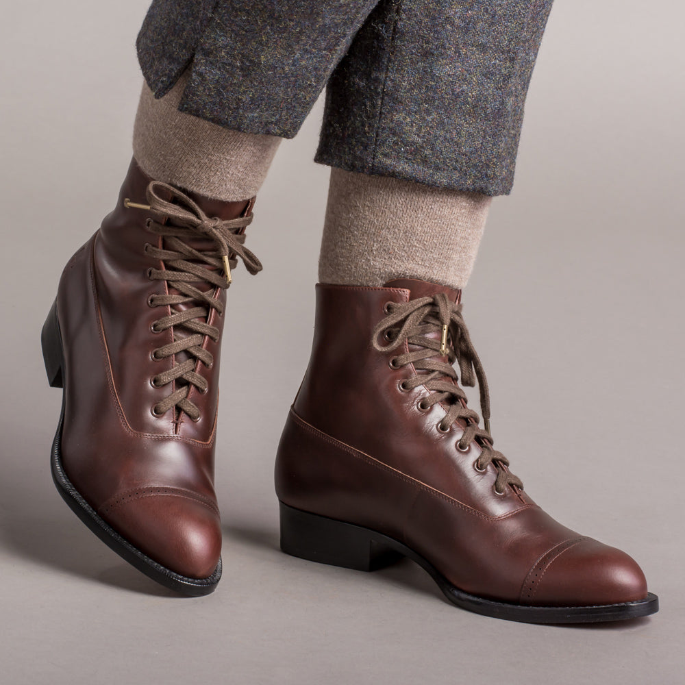 Rainey Women's Vintage Lace-Up Boots (Cordovan), 10.5 | Historically Accurate Footwear by American Duchess