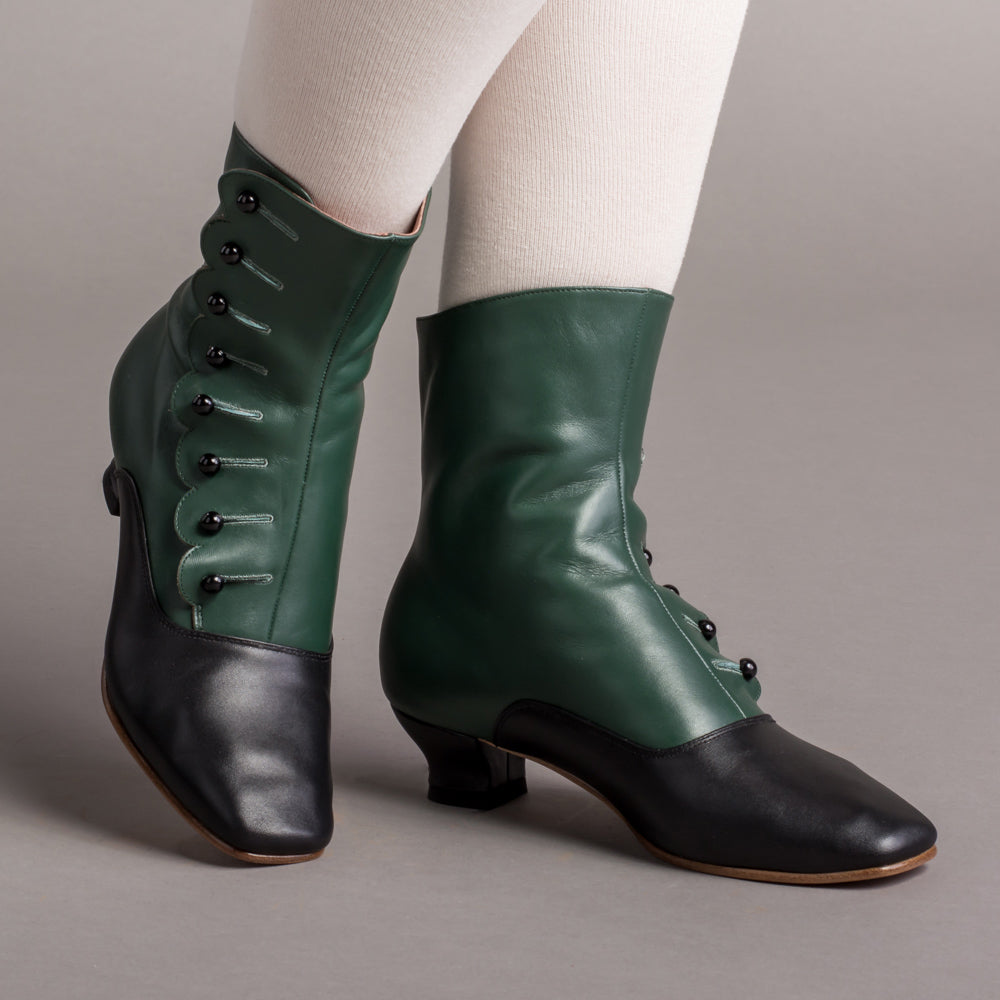 Renoir Women's Victorian Button Boots (Green/Black) – American Duchess
